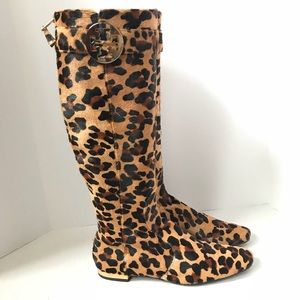 Authentic Tory Burch Leopard Pony hair boots